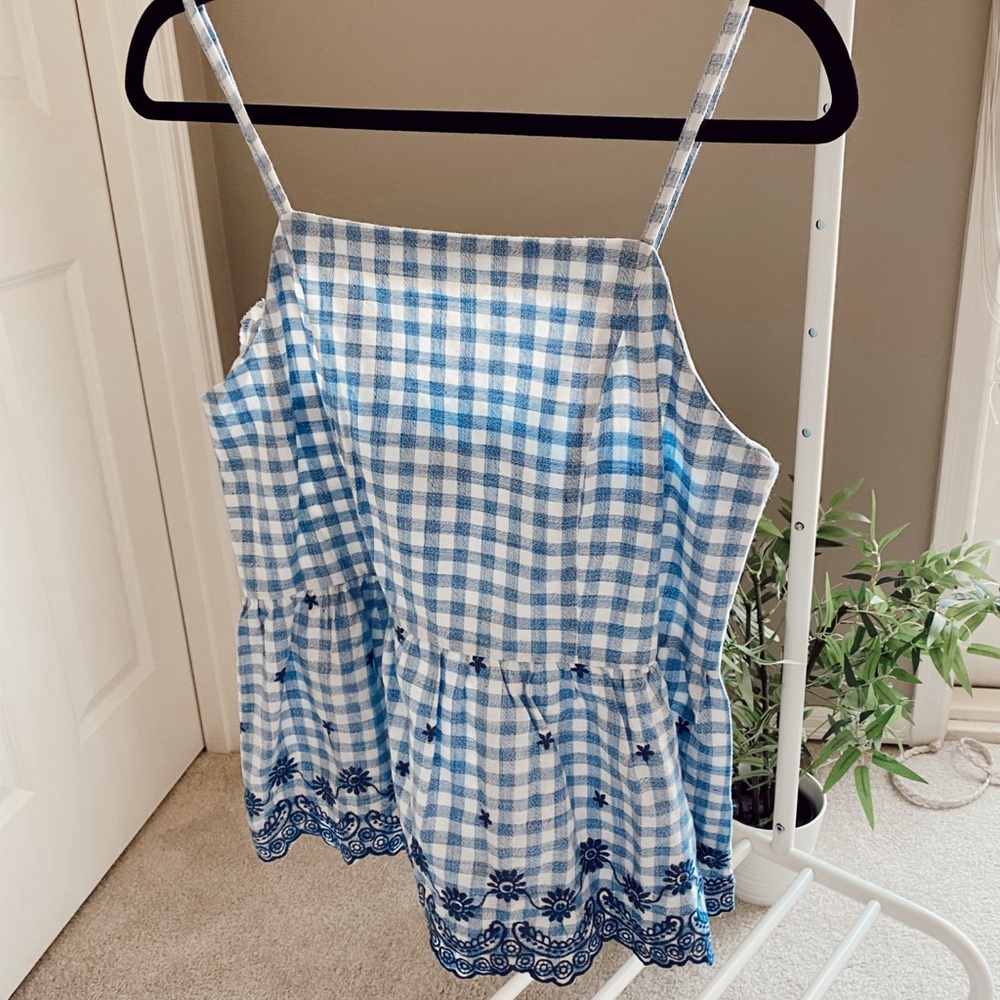 Blue Checkered Top -Francesca’s Medium